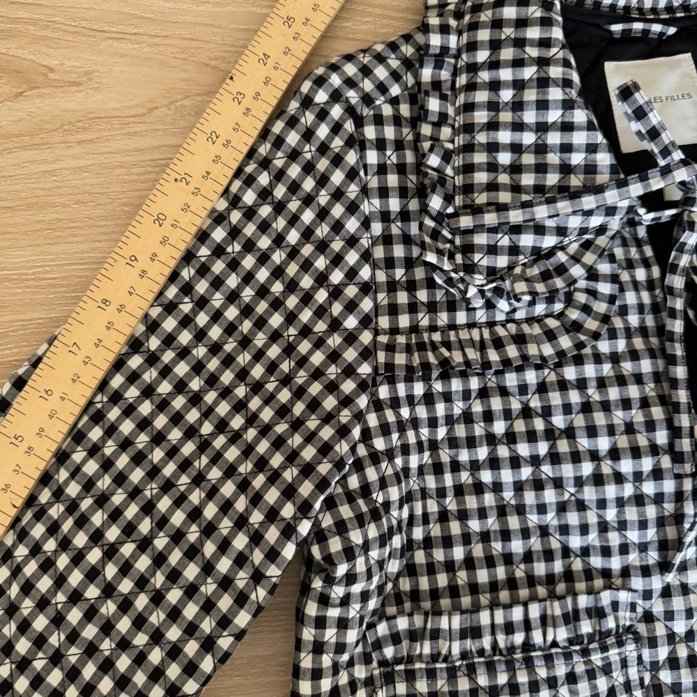 Avec Les Filles Small Maura Bow Tie Check Jacket Black White - Picture 9 of 9
